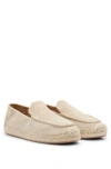 Hugo Boss Suede Slip-on Espadrilles With Jute Sole In Khaki