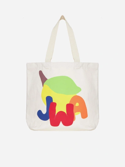 Jw Anderson Logo Print Canvas Tote Bag In Natural