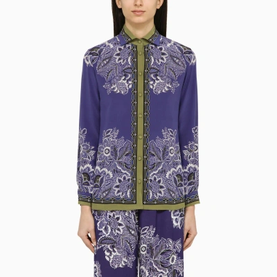 Etro Multicoloured Silk Shirt In Blu