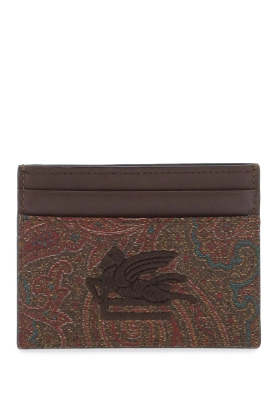 Etro Paisley Card Holder In Marrone