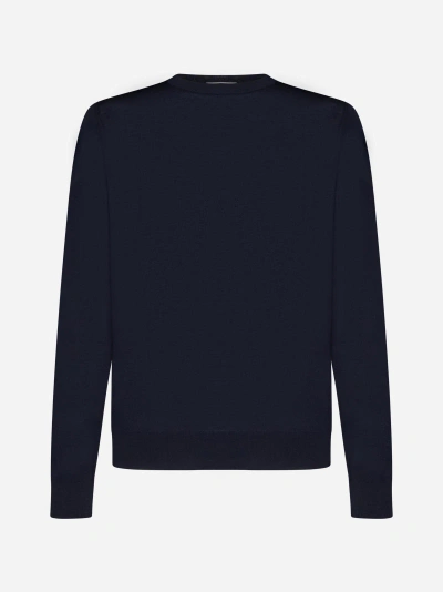 Piacenza Cashmere Wool Crewneck Sweater In Blu Navy