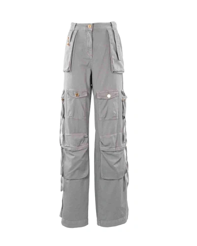 Elisabetta Franchi Mid-rise Wide-leg Cargo Jeans In Grey
