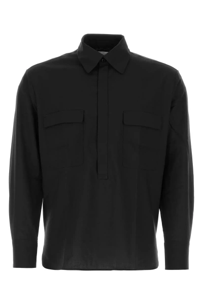 Pt01 Black Wool Shirt In Marrone