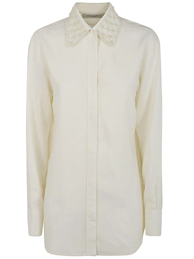 Golden Goose Long Sleeved Embellished Shirt In Yellow Cream