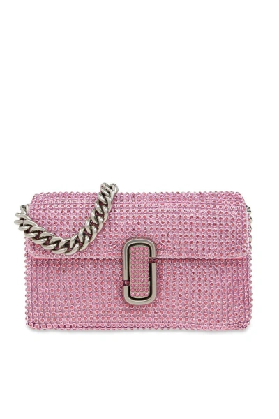 Marc Jacobs Embellished The Mini Soft Shoulder Bag In Pink