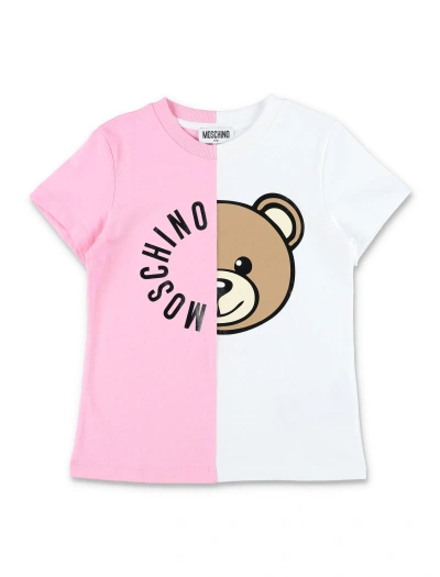 Moschino Kids' Teddy Bear Cotton T-shirt In Sweet Pink