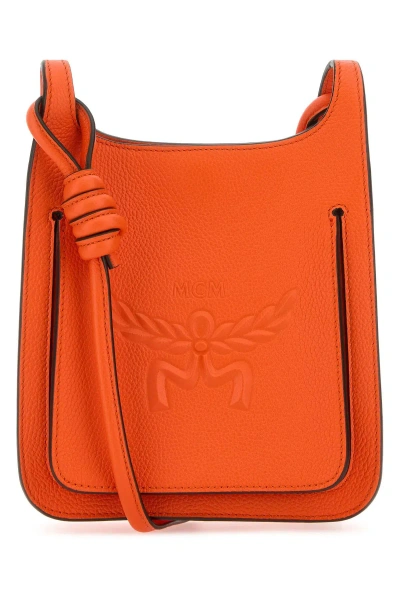 Mcm Dark Orange Leather Mini Himmel Hobo Crossbody Bag