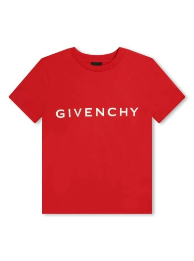 Givenchy Kids' Cotton T-shirt With Print In Rosso Vivo