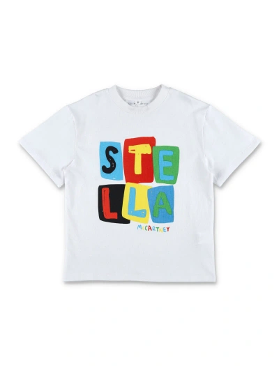 Stella Mccartney Kids' Letter Blocks Print T-shirt In White