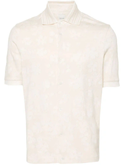 Paul Smith Floral-jacquard Cotton Shirt In White