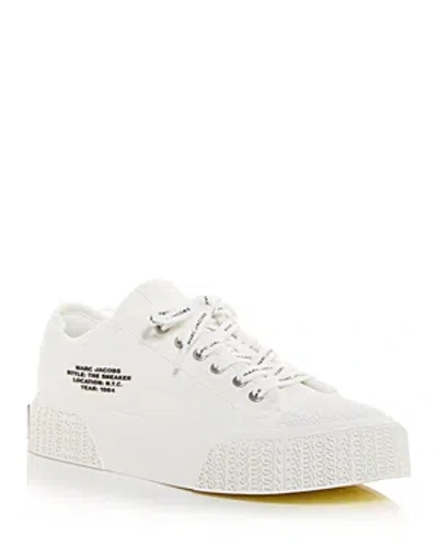 Marc Jacobs Logo压纹帆布运动鞋 In White