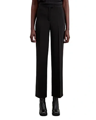 The Kooples High-rise Straight-leg Woven Trousers In Black