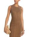Hugo Boss Sleeveless Knitted Top With Ribbed Structure In Light Brown