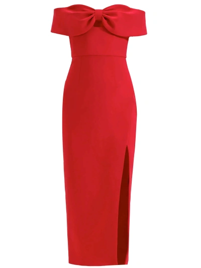 Self-portrait Bow-detail Crepe Midi Dress In Red