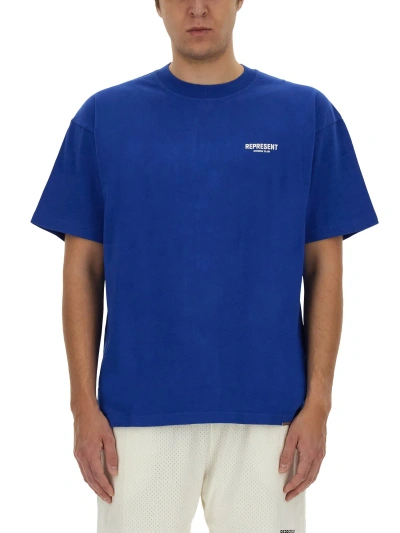 Represent Owners Club Logo Cotton T-shirt In Blue
