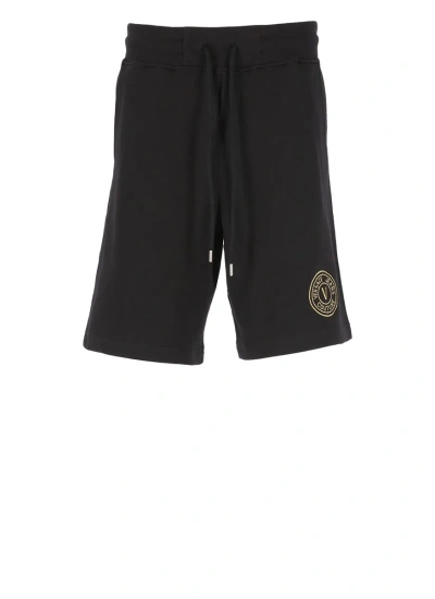 Versace Jeans Couture Bermuda Shorts With Vemblem Logo In Black
