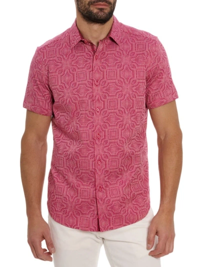 Robert Graham Voyage Short Sleeve Button Down Shirt In Pink