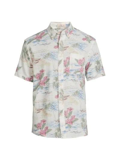 Faherty Men's Breeze Graphic Button-down Shirt In Molokai Scenic Tropical