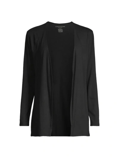 Majestic Stretch Linen Open-front Cardigan In Noir