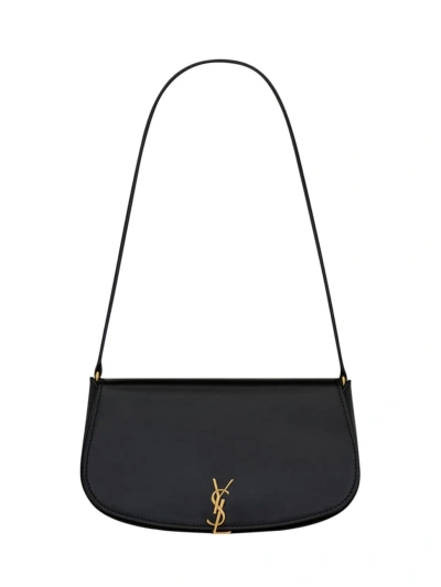 Saint Laurent Mini Ysl Flap Leather Shoulder Bag In Black