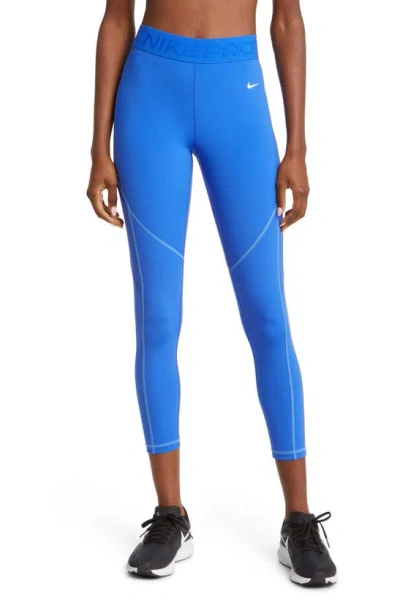Nike Women's  Pro Mid-rise 7/8 Leggings With Pockets In Blue