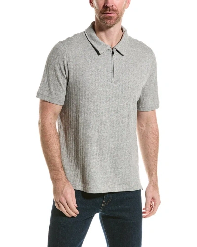 Magaschoni Collared Zip-front Polo Shirt In Grey