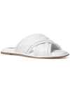 Michael Michael Kors Gideon Womens Faux Leather Criss-cross Front Slide Sandals In White