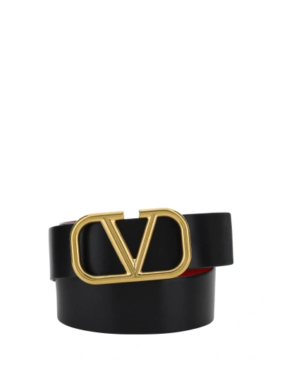 Valentino Garavani Vlogo Belt In Nero-rouge Pur