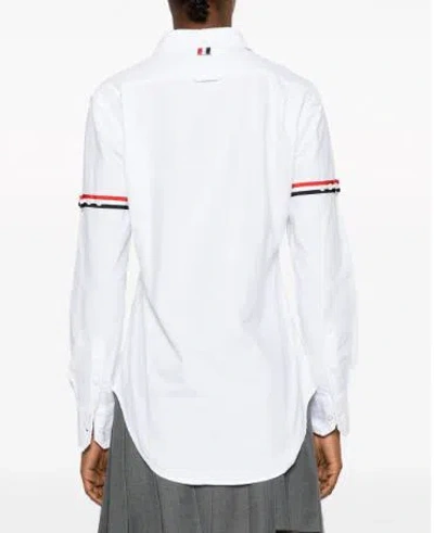 Thom Browne Rwb-stripe Cotton Shirt In 100 White