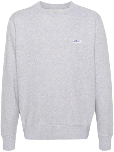 Autry Logo-patch Cotton Sweatshirt In Grey