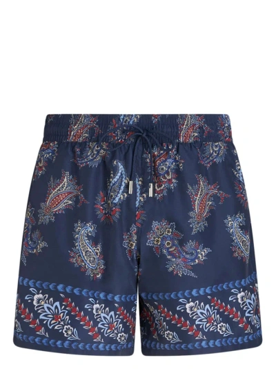 Etro Paisley-print Swim Shorts In Blue