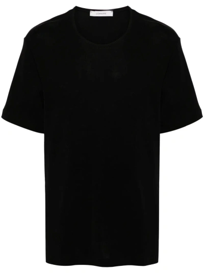 Lemaire Ribbed Cotton T-shirt In Black