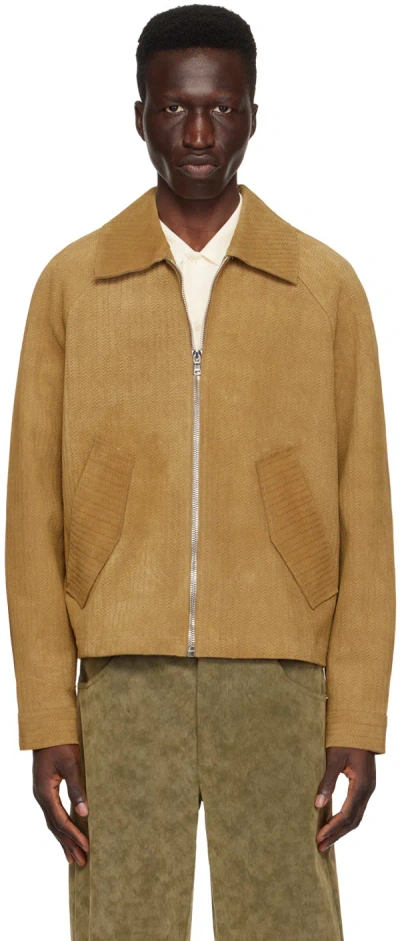 Séfr Beige Kimo Leather Jacket In Braided Nubuck