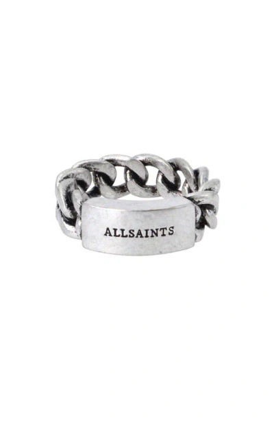 Allsaints Curb Chain Band Ring In Sterling Silver