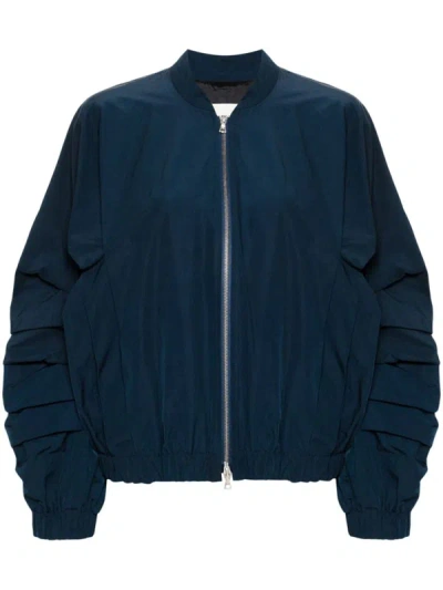 Dries Van Noten Ruffled Deconstructed Bomber Jacket In Blue