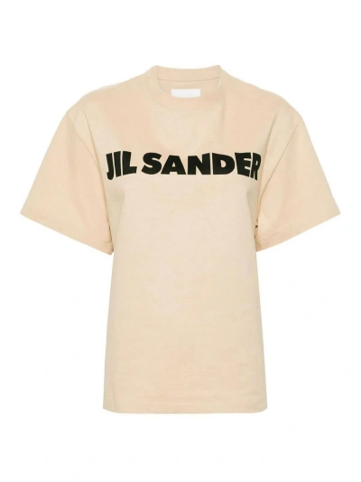 Jil Sander Logo-print Cotton T-shirt In Beige