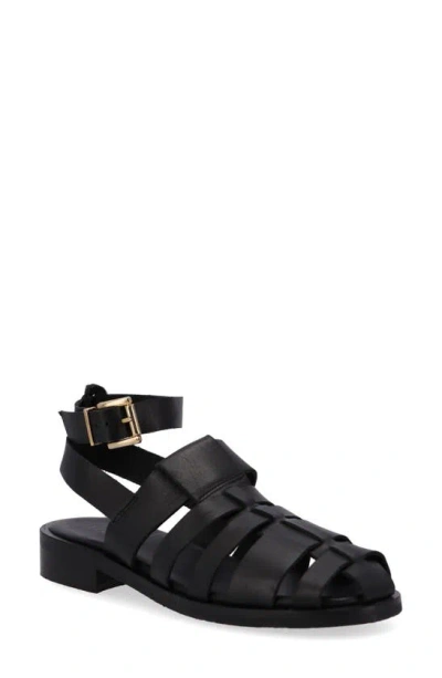 Alohas Perry Leather Fisherman Sandal In Black