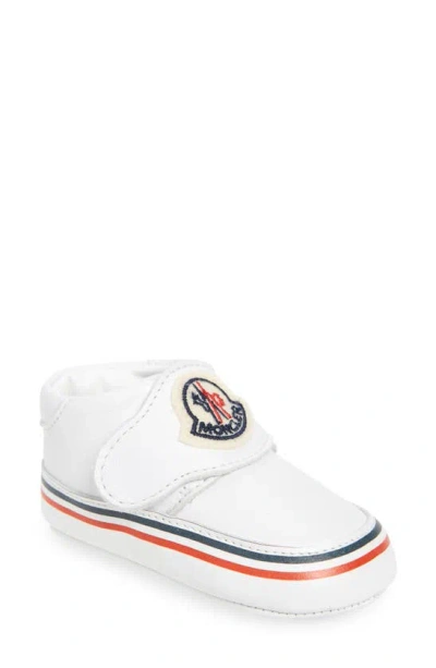 Moncler Kids' Girl's Bebe Low-top Leather Pre-walker Trainers, Baby In Optical White