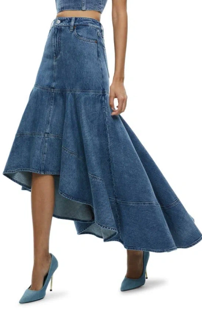 Alice And Olivia Alice + Olivia Donella High/low Denim Skirt In Brooklyn Blue