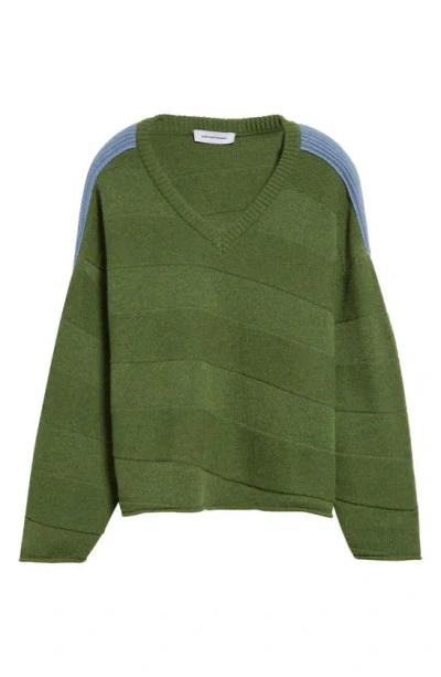 Kiko Kostadinov Green Delian Sweater In Melange Green / Melange Blue