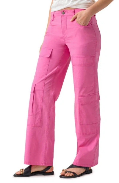 Sanctuary Cotton Blend Low Slung Y2k Trousers In Wild Pink
