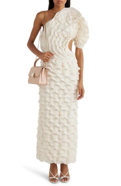 Chloé One-shoulder Silk Midi Dress In White