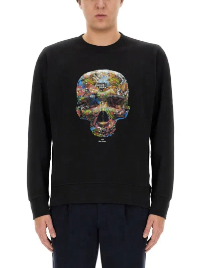 Ps By Paul Smith Sticker Skull Sweatshirt In Black