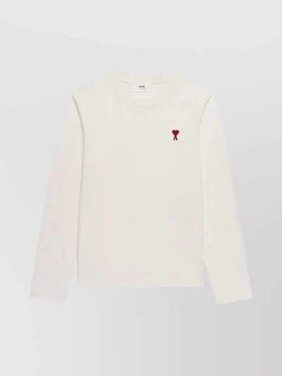 Ami Alexandre Mattiussi Ami Paris Red Ami De Coeur L/s T-shirt In White