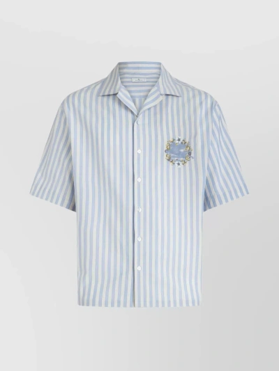 Etro Logo-embroidered Cotton Shirt In Multicolor