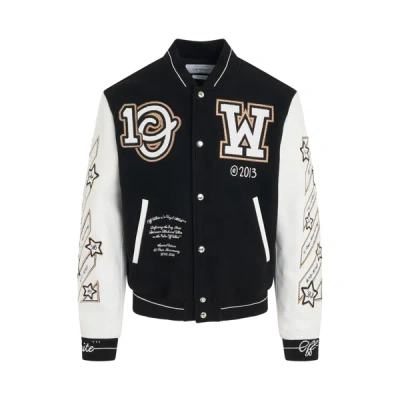 Off-white Logic Varsity Jacket In Black