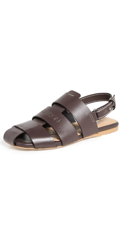 Jw Anderson Leather Fisherman Sandals In Brown