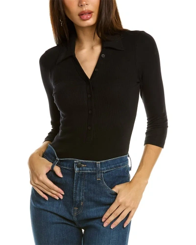 Stateside 2x1 Rib Henley Bodysuit In Black