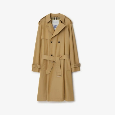 Burberry Double Breasted Cotton Gabardine Trench Coat In Neutrals