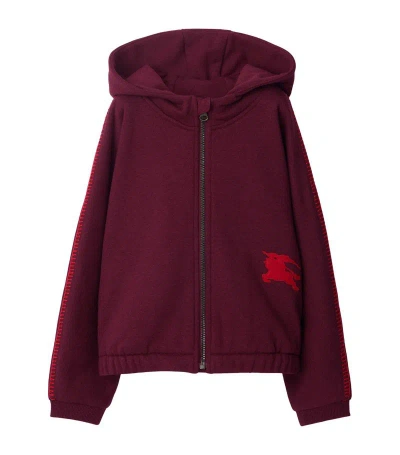 Burberry Kids' Ekd-logo Zip-up Cotton Hoodie In Red